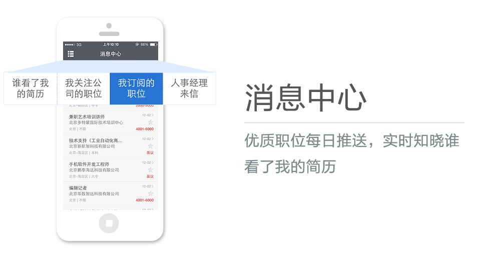 優(yōu)質職位每日推送，實時知曉誰看了我的簡歷